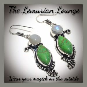 Handmade Boho Gypsy Moonstone Turquoise Earings